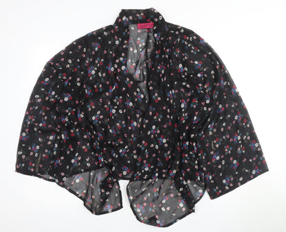 Boohoo Women's Black Kimono Floral Blouse S