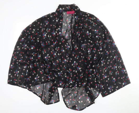 Boohoo Women's Black Kimono Floral Blouse S