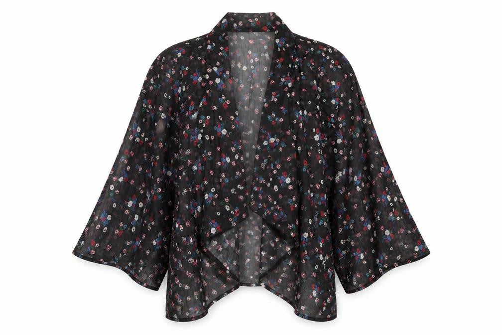 Womens UK Size S Boohoo Black Kimono Blouse