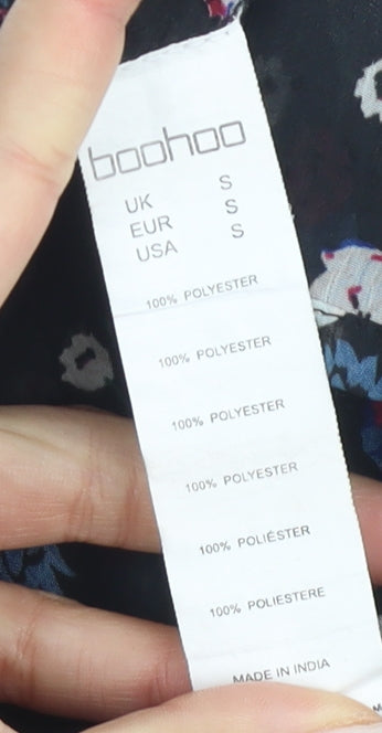 Boohoo Women's Black Kimono Floral Blouse S