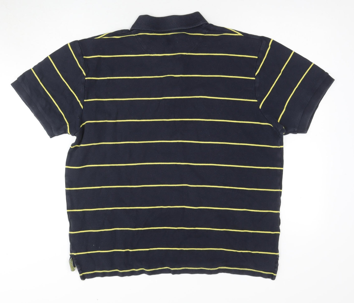 Tyrwhitt Men's Black Striped Polo Shirt Size L