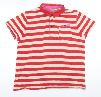 Ted Baker Men's Red Striped Polo Shirt Size 4