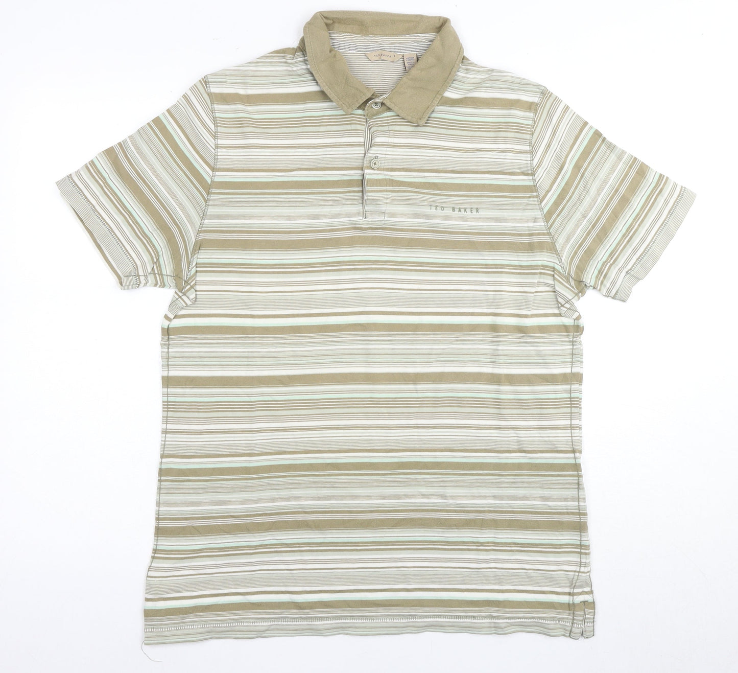 Ted Baker Men’s Beige Striped Polo Shirt L