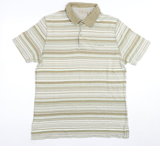 Ted Baker Men’s Beige Striped Polo Shirt L