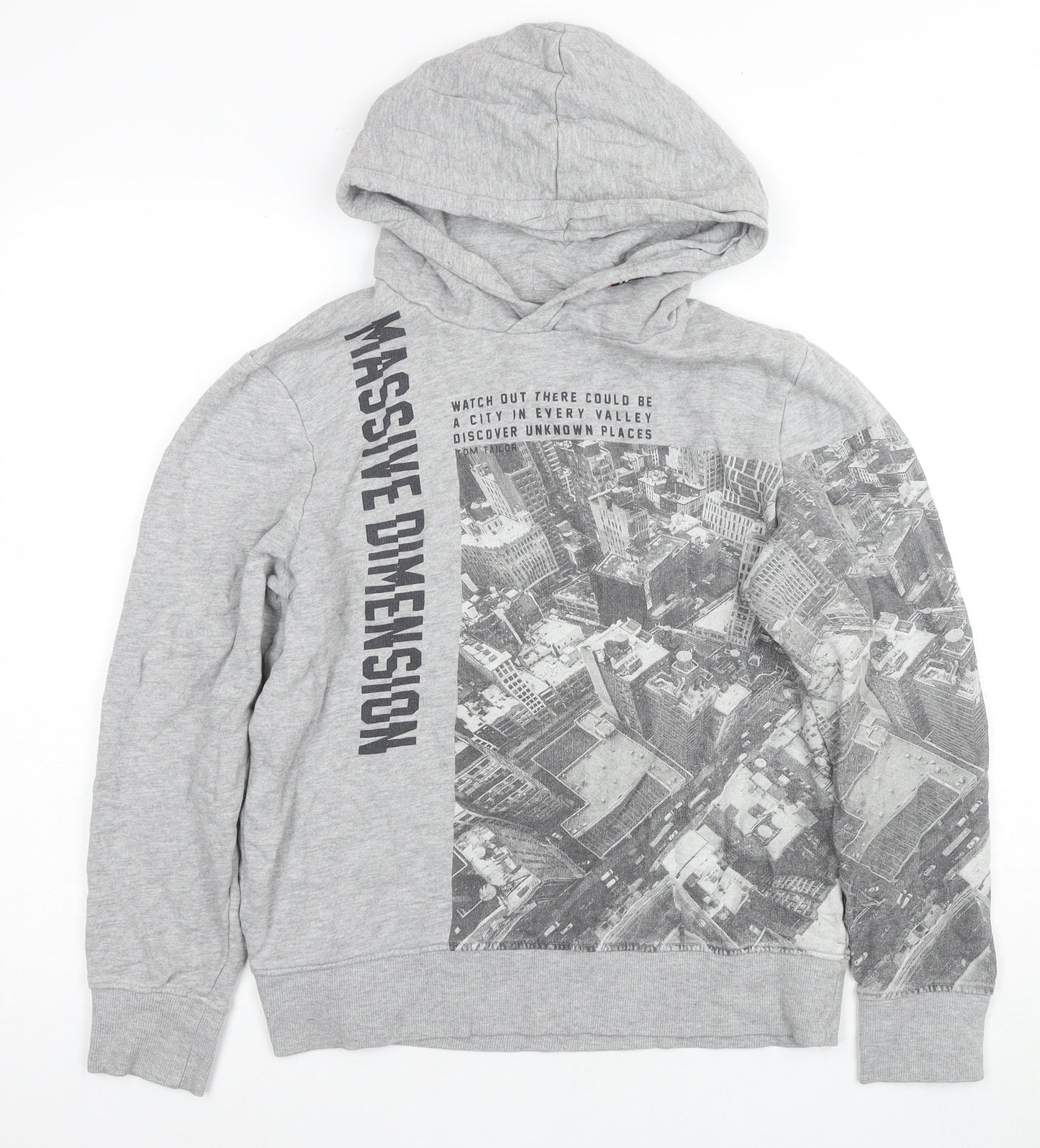 Tom Tailor Boys Grey Graphic Print Pullover Hoodie - 12 Years