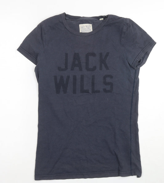 Jack Wills Women's Grey Basic T-Shirt Size 10