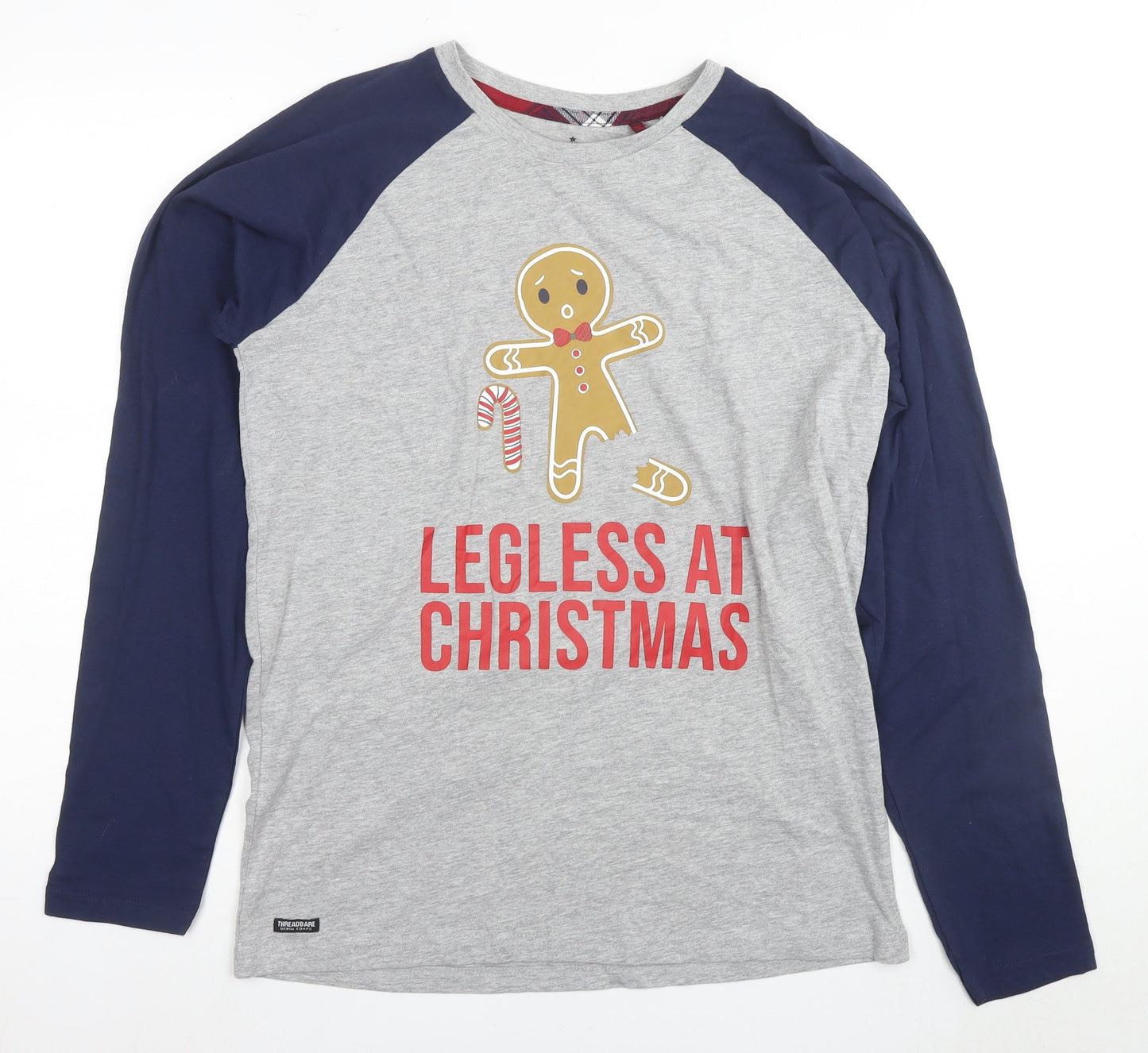 Threadbare Men's Grey Blue Christmas T-Shirt M