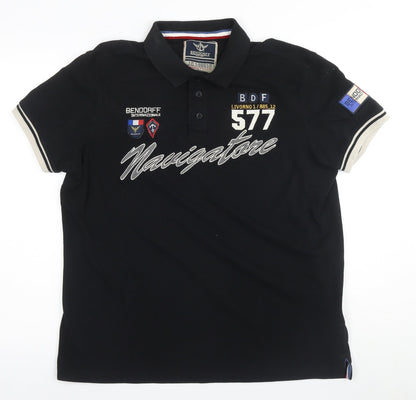 Bendorff Men's Black with Detailing Cotton Navigator Polo Shirt Size 2XL
