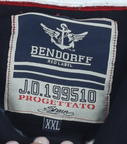 Bendorff Men's Black with Detailing Cotton Navigator Polo Shirt Size 2XL