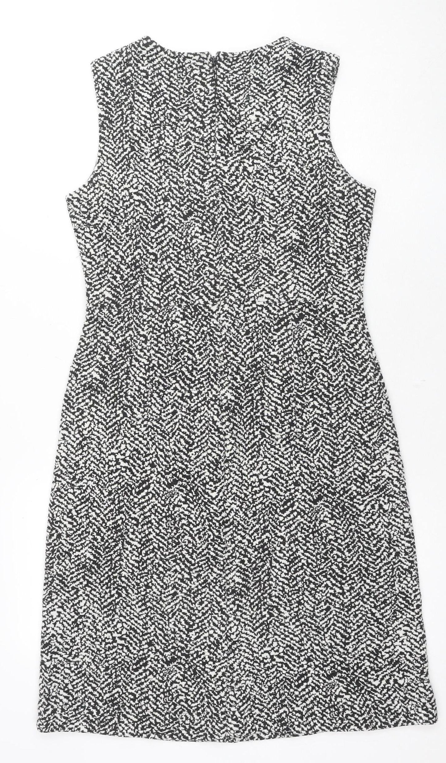 Lands' End Women's Black Geometric Sheath Dress, Size 12