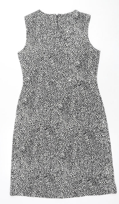 Lands' End Women's Black Geometric Sheath Dress, Size 12