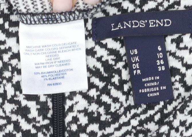 Lands' End Women's Black Geometric Sheath Dress, Size 12