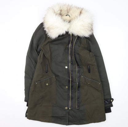 Womens UK Size 12 River Island Green Parka Coat