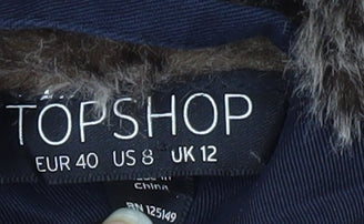 Womens UK Size 12 Topshop Black Puffer Jacket