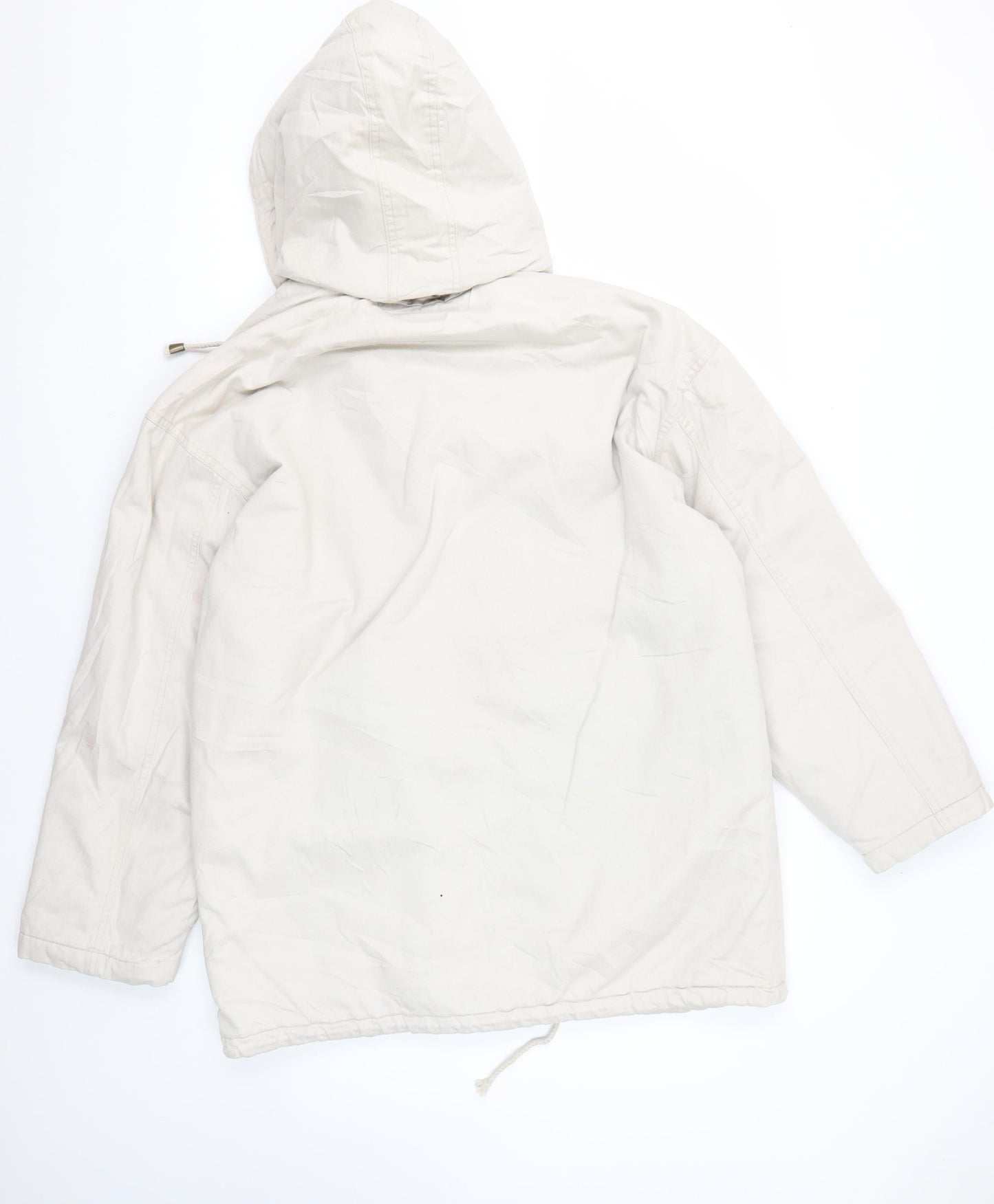 U Turn White Parka Jacket - Unisex M, Hooded & Warm