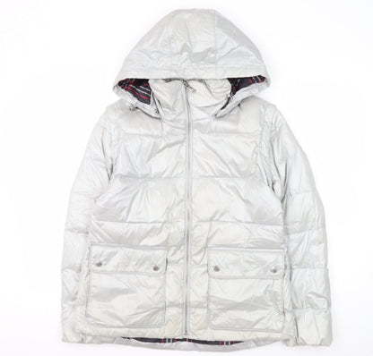 Womens UK Size XS Lands' End Silver Puffer Jacket