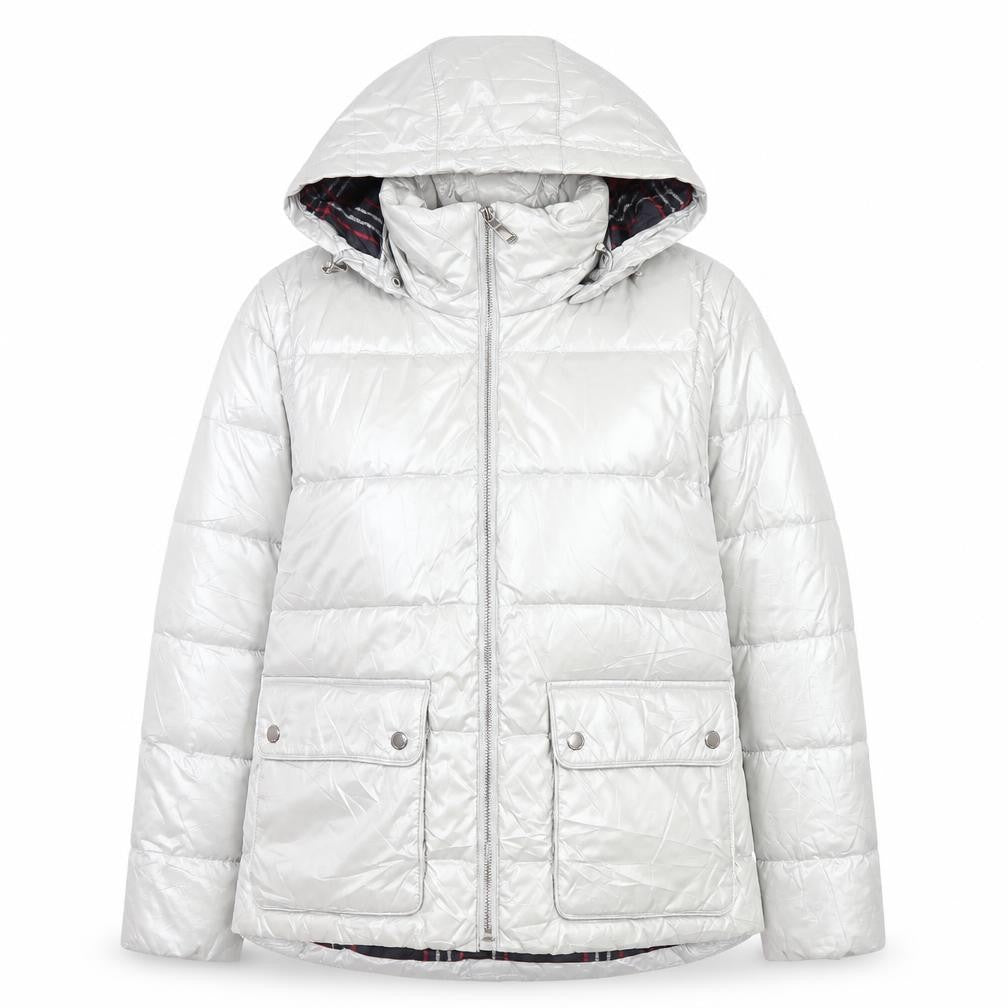 Womens UK Size XS Lands' End Silver Puffer Jacket