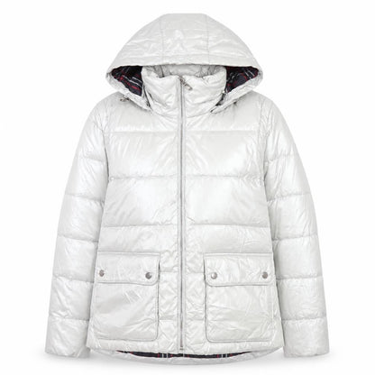 Womens UK Size XS Lands' End Silver Puffer Jacket