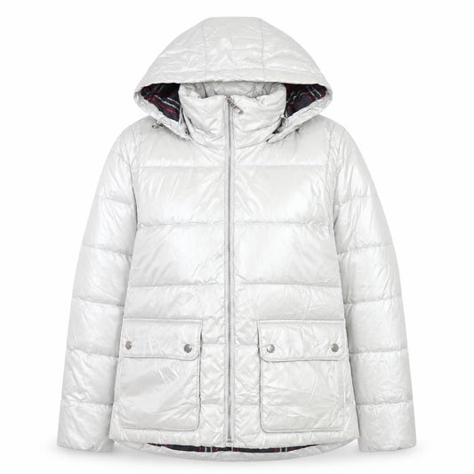 Womens UK Size XS Lands' End Silver Puffer Jacket