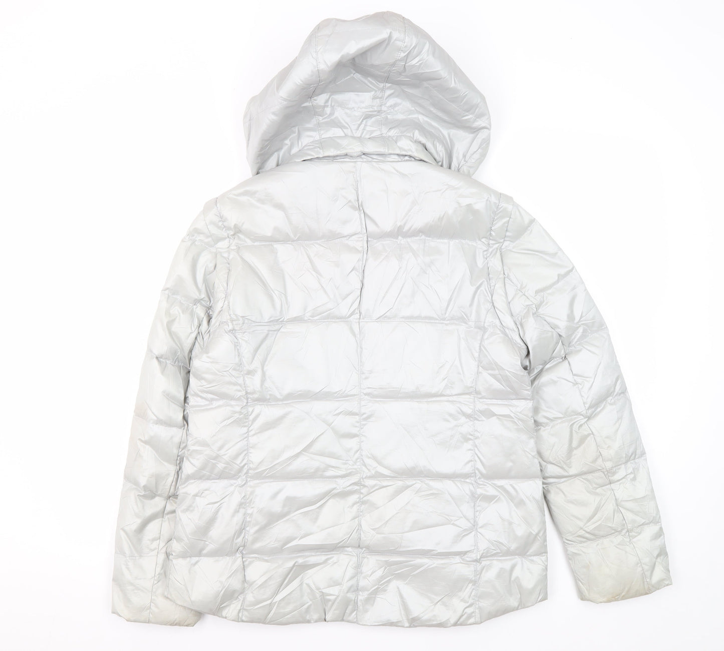 Womens UK Size XS Lands' End Silver Puffer Jacket