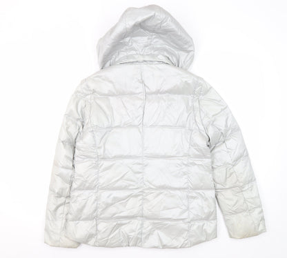Womens UK Size XS Lands' End Silver Puffer Jacket