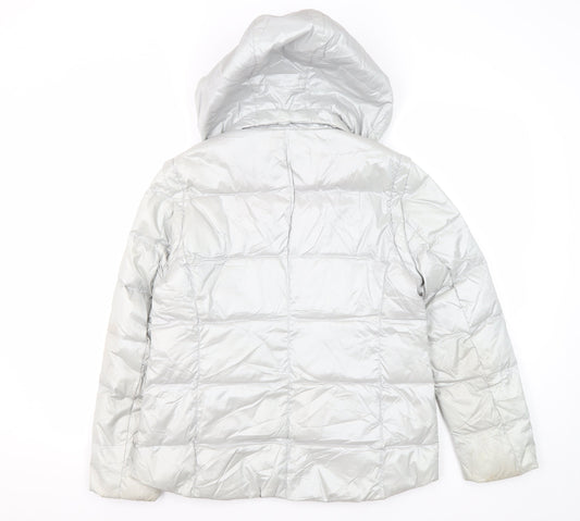 Womens UK Size XS Lands' End Silver Puffer Jacket