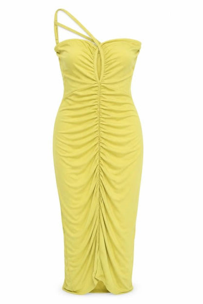 H&M Women's Green Ruched Bodycon Dress Size 12