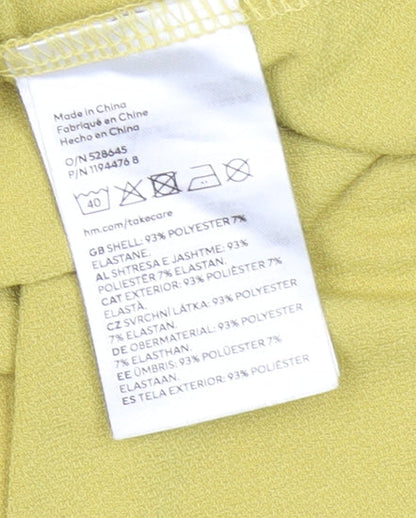 H&M Women's Green Ruched Bodycon Dress Size 12