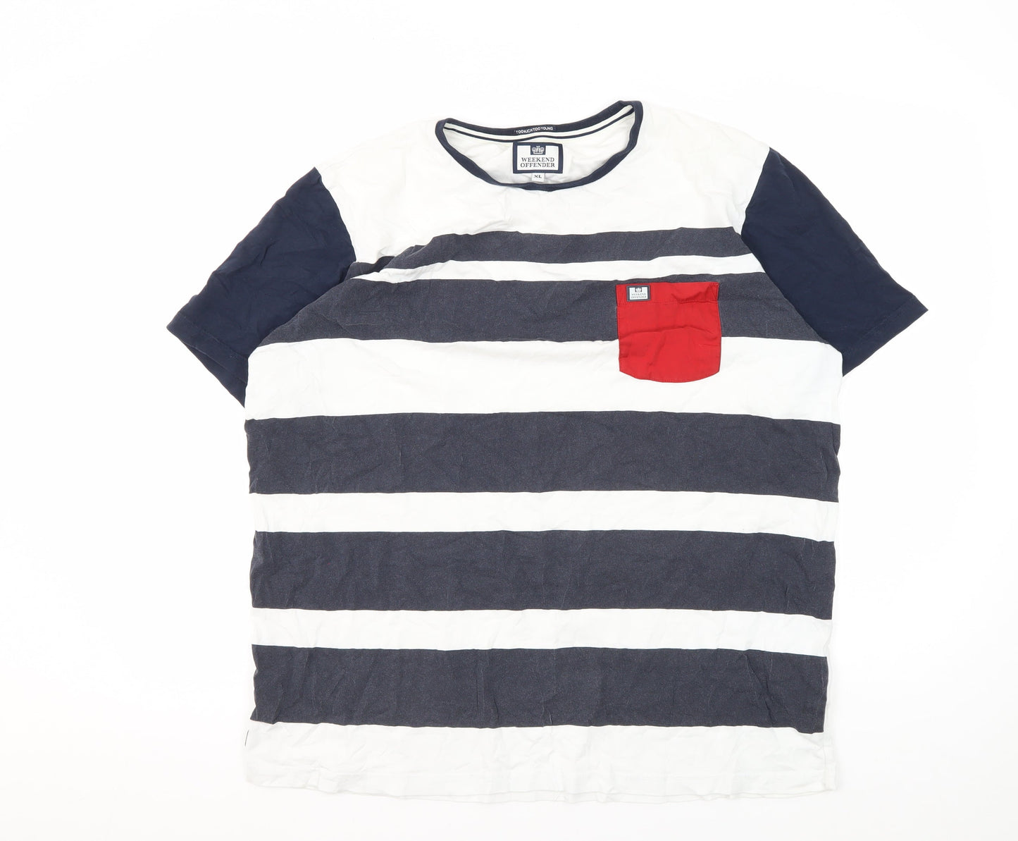 Weekend Offender Men's XL Striped T-Shirt Multicoloured