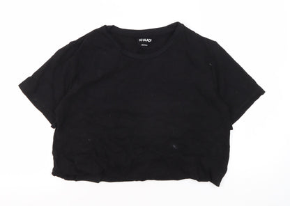 Khaadi Women's Black Basic T-Shirt, Size S, Crew Neck
