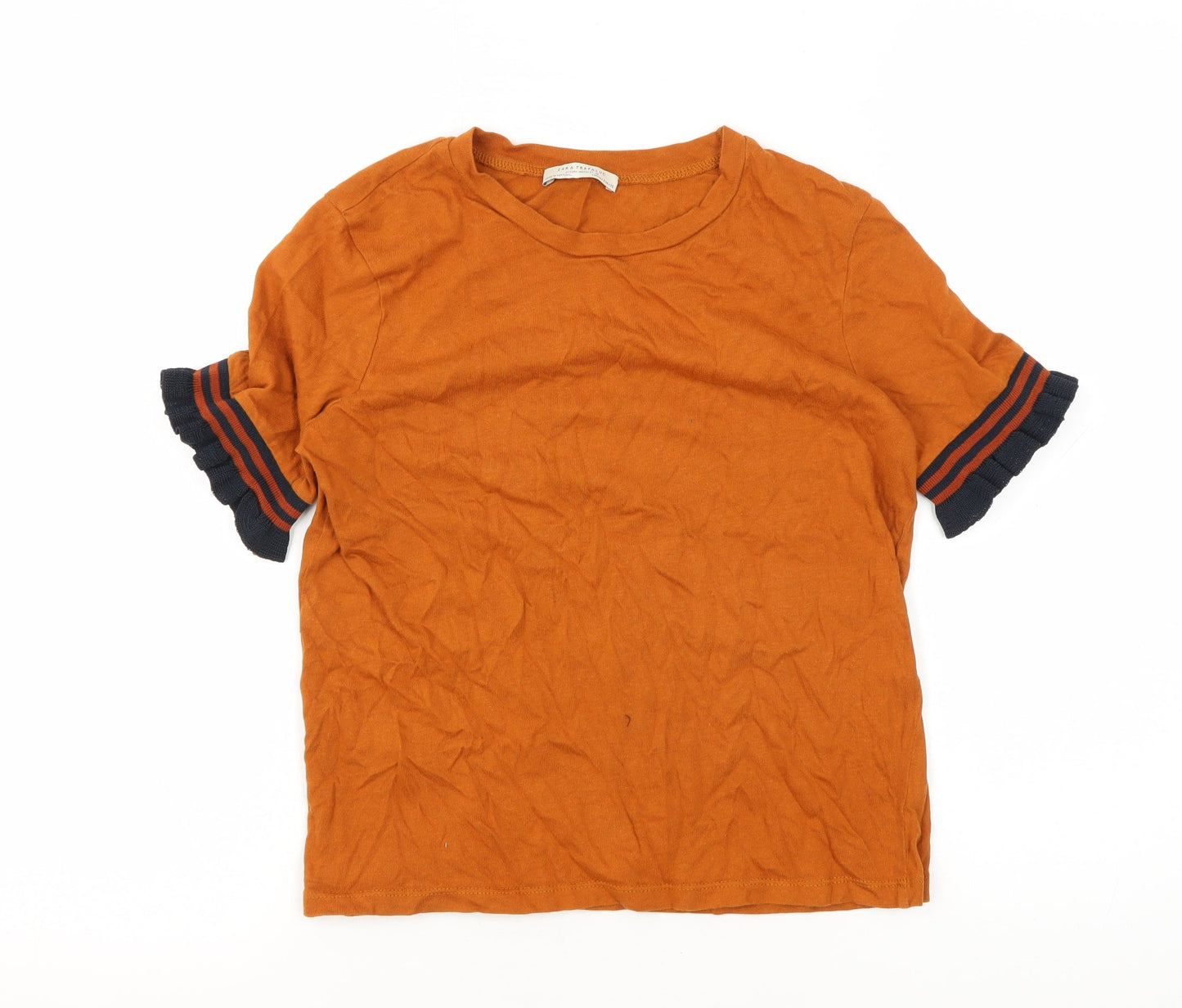 Zara Trafaluc Girls Orange Crew Neck T-Shirt S