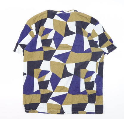 Villain Men's Geometric T-Shirt Multicoloured L