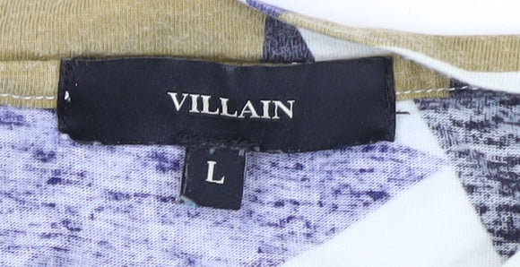 Villain Men's Geometric T-Shirt Multicoloured L
