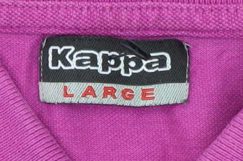 Kappa Men's Pink Polo - Large, Short Sleeve