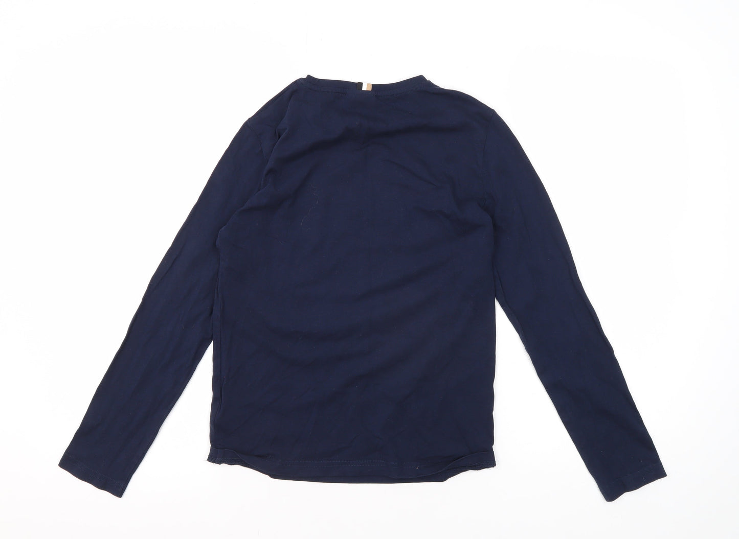 Boss Boys Blue Graphic Long Sleeve T-Shirt, Size 12, Slim Fit