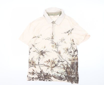 Ted Baker Men's Beige Floral Short Sleeve Polo