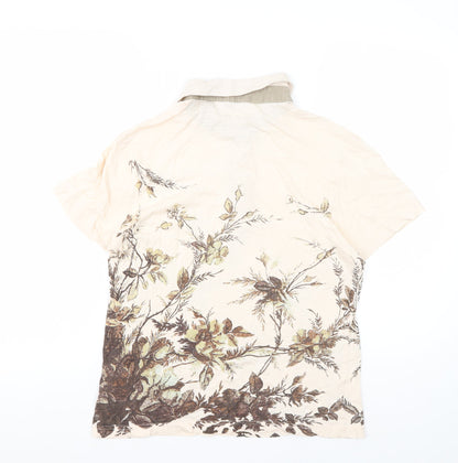 Ted Baker Men's Beige Floral Short Sleeve Polo