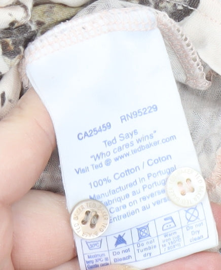 Ted Baker Men's Beige Floral Short Sleeve Polo