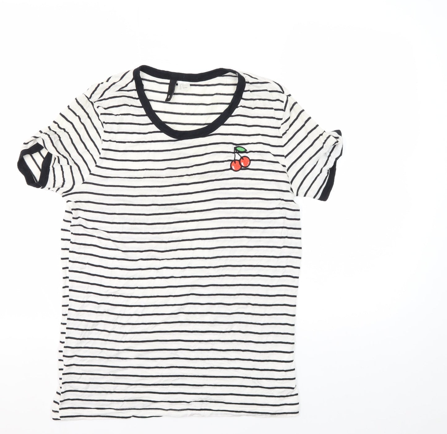 Womens UK Size S H&M White Ringer T-Shirt