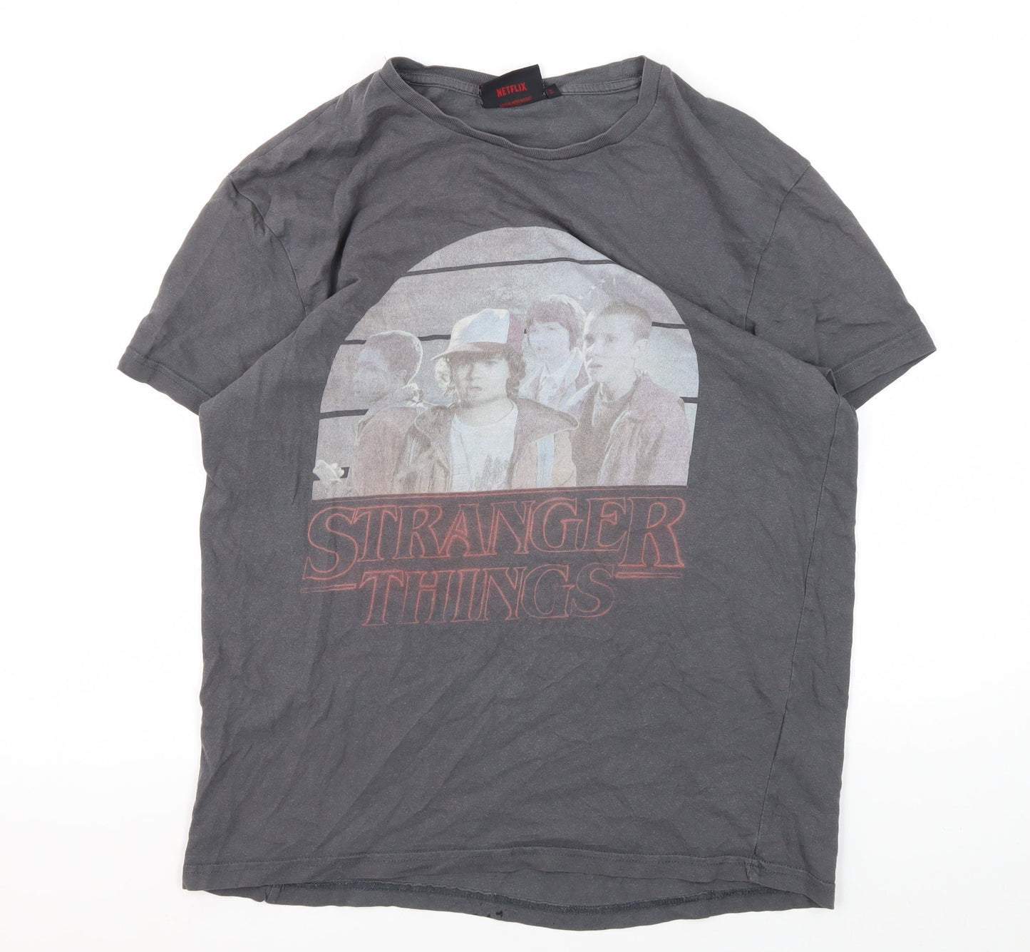 Stranger Things Men's Grey Graphic T-Shirt Medium