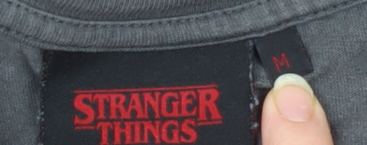 Stranger Things Men's Grey Graphic T-Shirt Medium