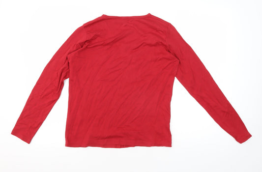 ISLE Women's Red Christmas Top, S, Long Sleeve, Embroidered