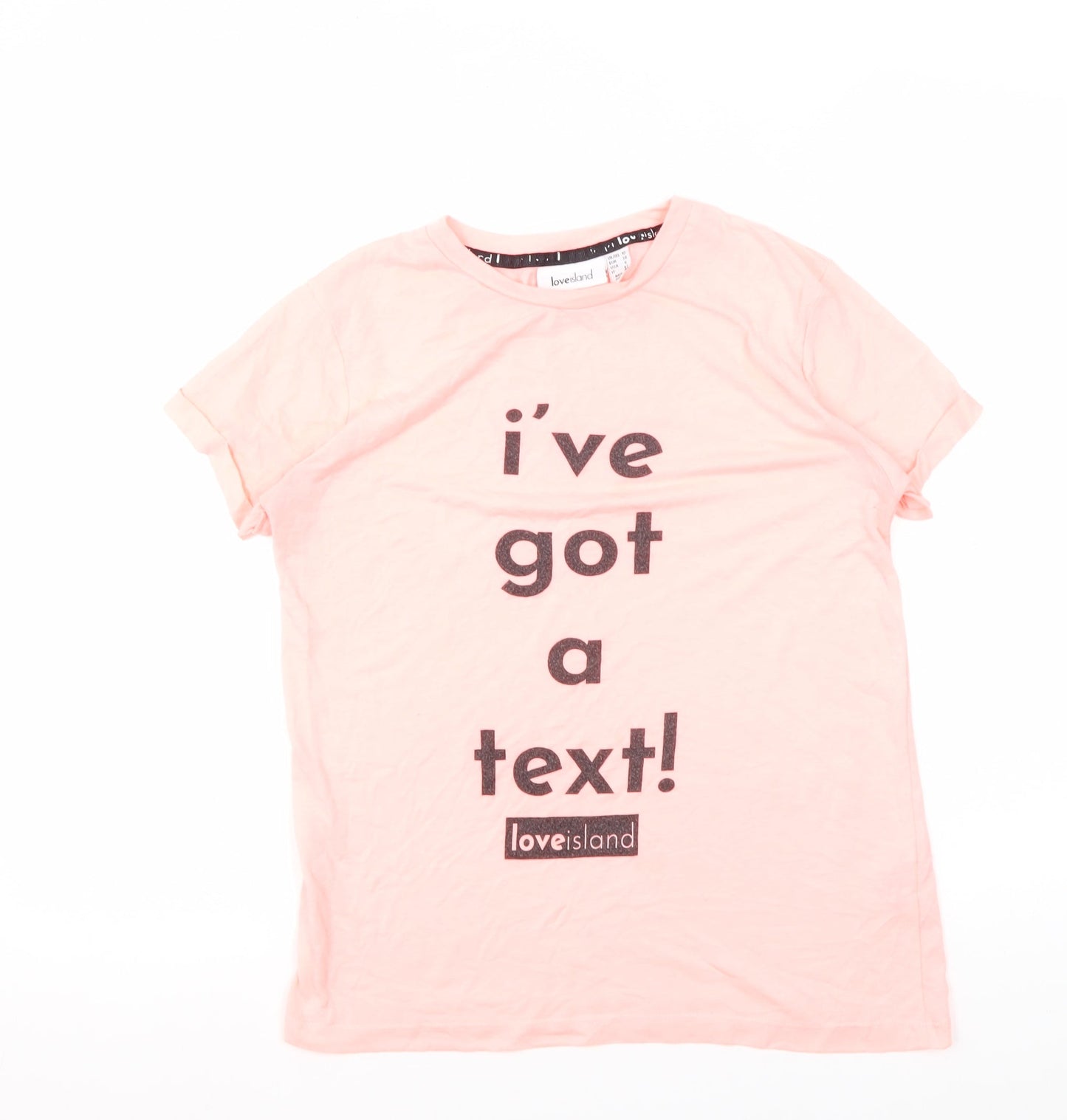 Womens UK Size 10 Love Island Pink Basic T-Shirt