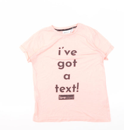 Womens UK Size 10 Love Island Pink Basic T-Shirt