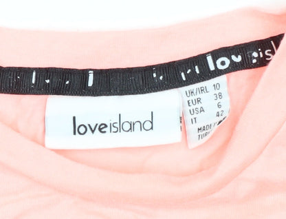 Womens UK Size 10 Love Island Pink Basic T-Shirt
