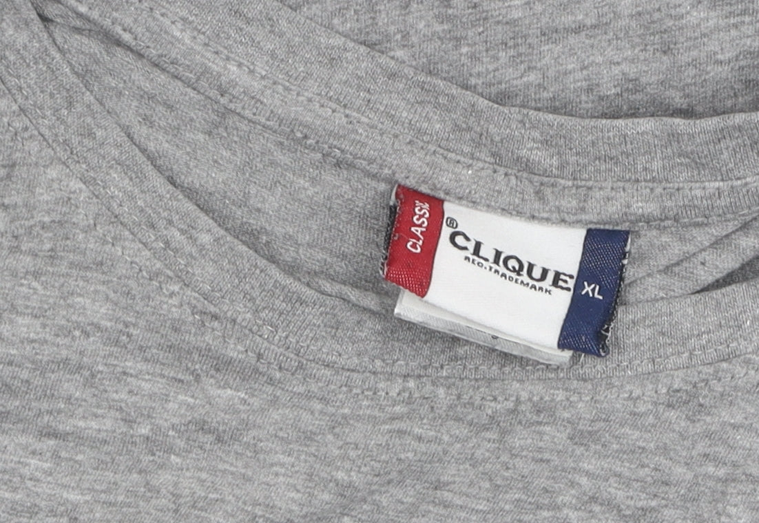 Clique Men's Grey XL Logo T-Shirt, Crew Neck, Casual Wear