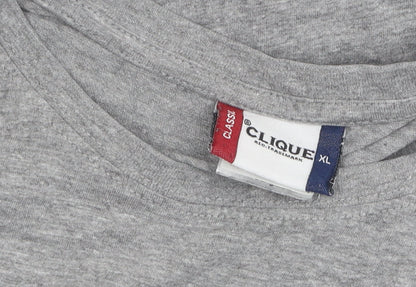 Clique Men's Grey XL Logo T-Shirt, Crew Neck, Casual Wear