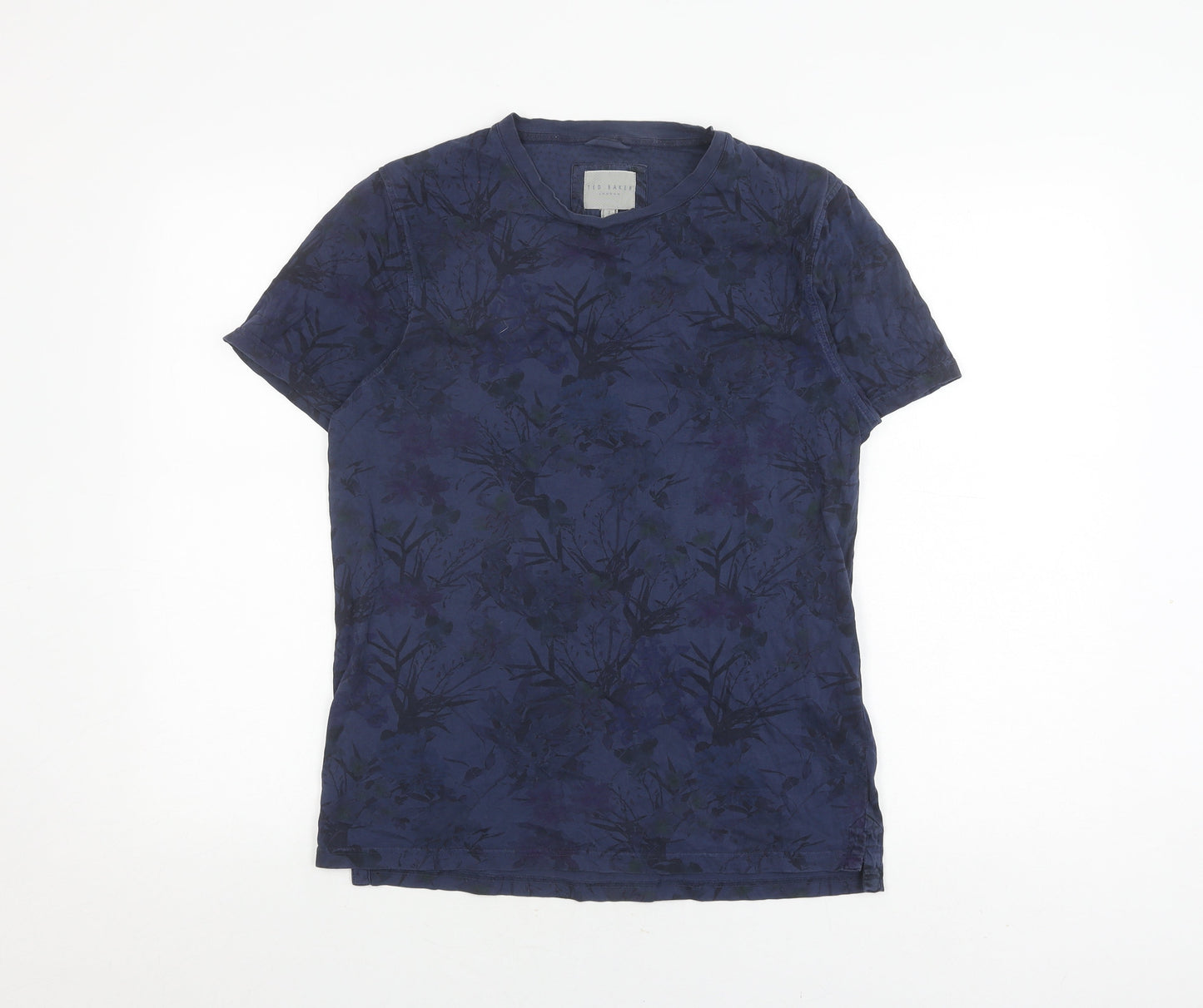 Ted Baker Men's Blue Floral Cotton T-Shirt, M