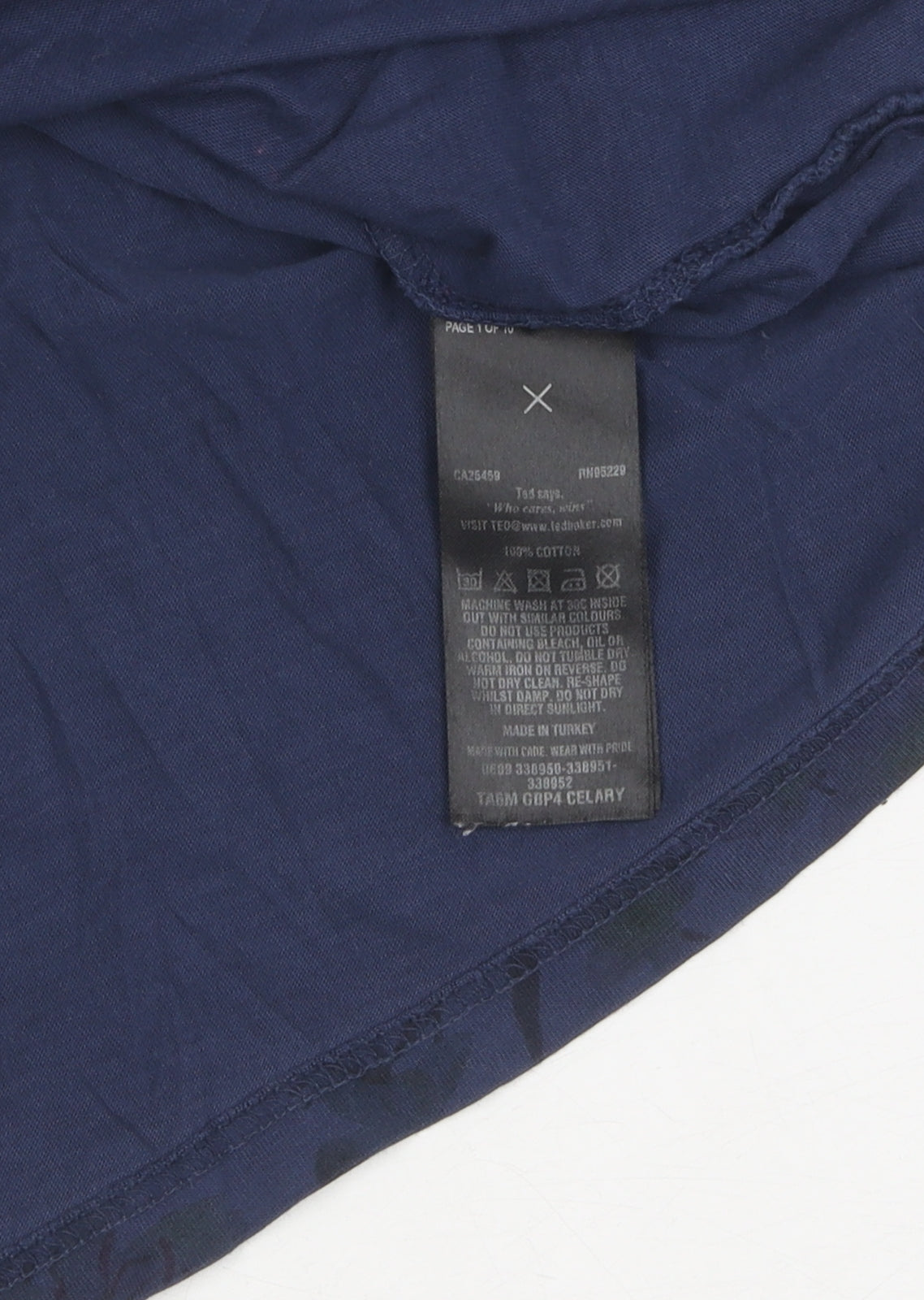 Ted Baker Men's Blue Floral Cotton T-Shirt, M