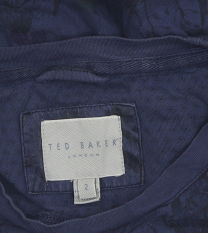 Ted Baker Men's Blue Floral Cotton T-Shirt, M